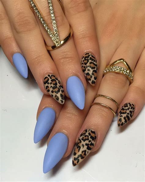 blue leopard print nails